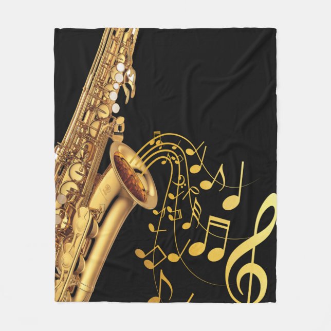 Couverture Polaire Saxophone et note musicale Saxophoniste Musique Ba (Devant)