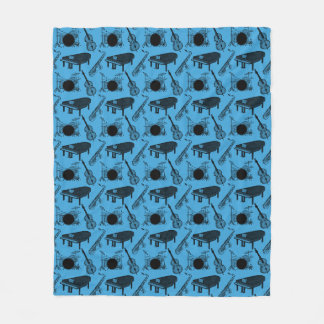 Couverture Polaire Saxophone Piano Basse Batterie Musicien Jazz (Bleu
