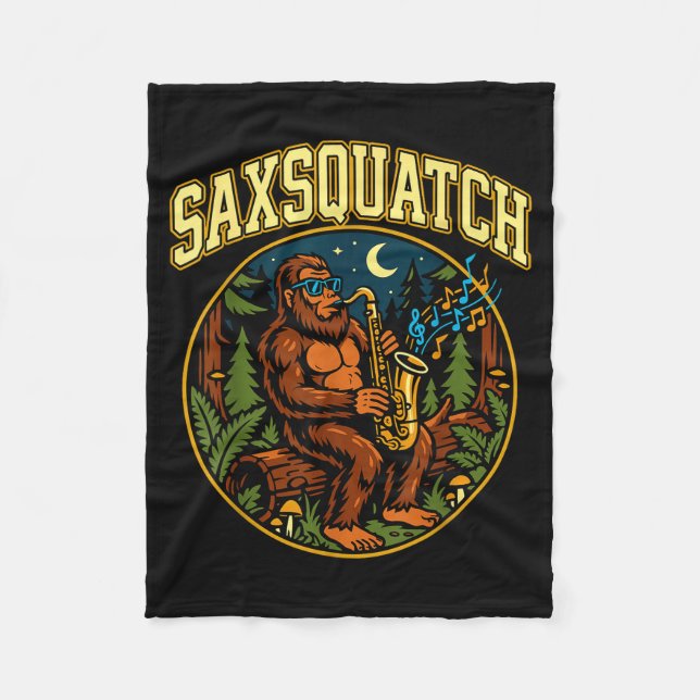 Couverture Polaire Saxsquatch Bigfoot Saxophone Player Jazz Music Hum (Devant)
