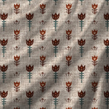 Scandinavie vintage Folk Art Tulip Faux Linen