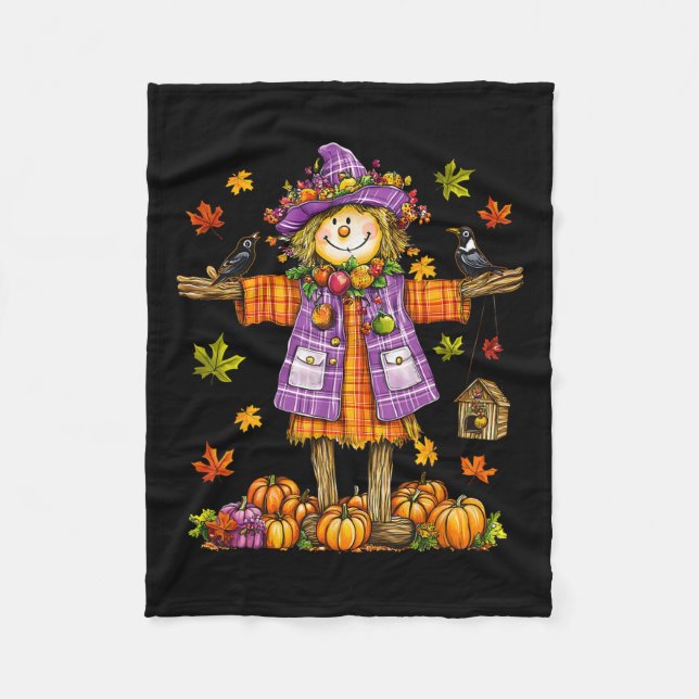 Couverture Polaire Scarecrow Automne Saison Automne Citrouille Thanks (Devant)