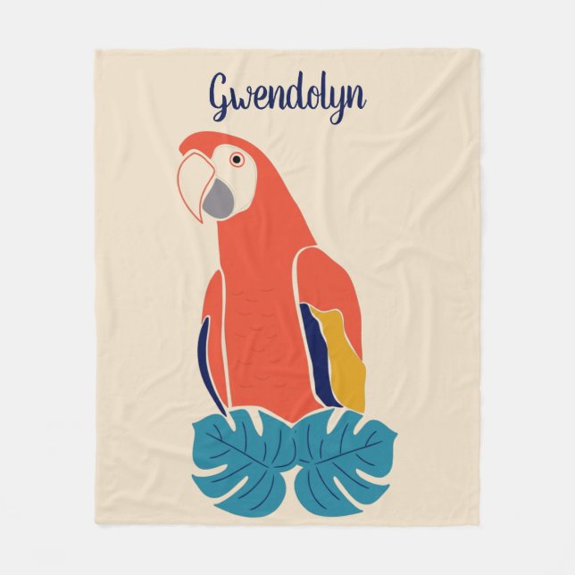 Couverture Polaire Scarlet Macaw Red Bird Personnalisé (Devant)