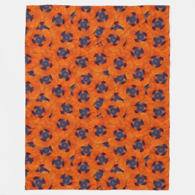Couverture Polaire Scarlet Orange Poppy Motif sans joint (Devant)