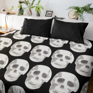 Couverture Polaire Scary Scull Black & White Pattern