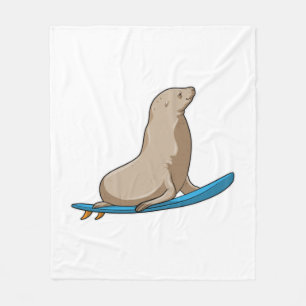 Couverture Polaire Sceau comme surfeur avec Surfboard