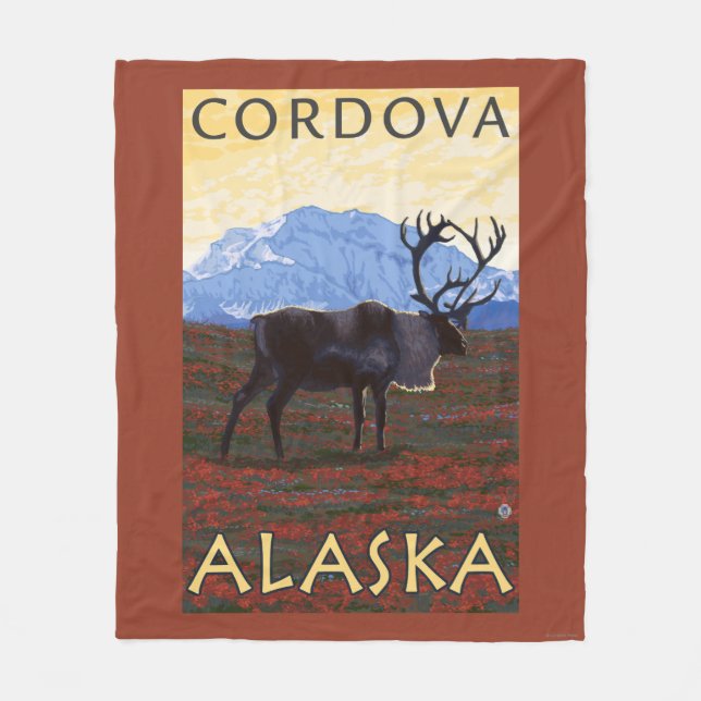 Couverture Polaire Scène de caribou - Cordova, Alaska (Devant)