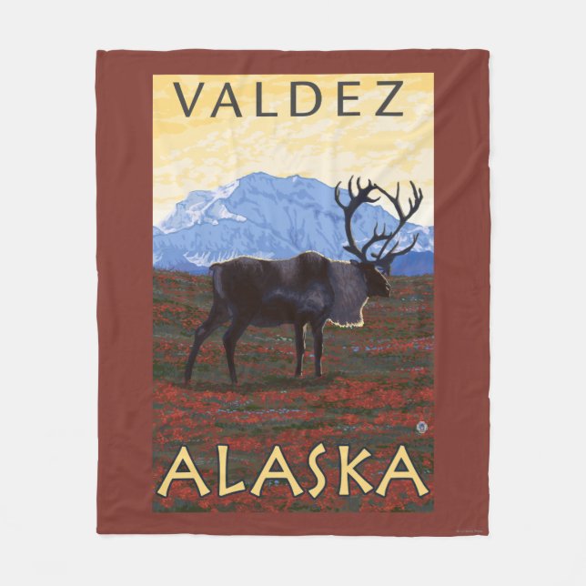 Couverture Polaire Scène de caribou - Valdez, Alaska (Devant)