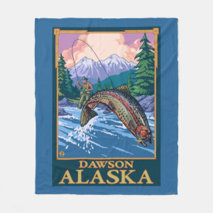 Couverture Polaire Scène de pêche de mouche - Dawson, Alaska