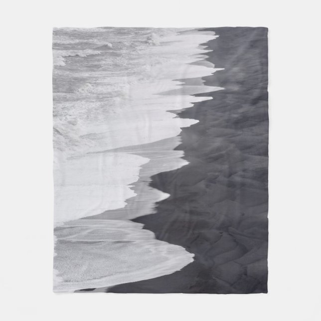 Couverture Polaire Scène de plage en noir et blanc (Devant)