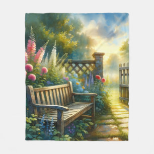 Couverture Polaire Scène de porte de jardin ensoleillé