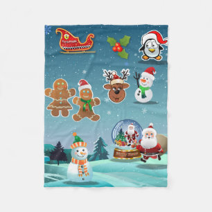 Couverture Polaire Scène de réveillon de Noël