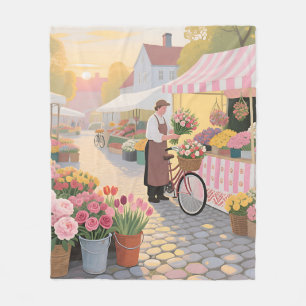 Couverture Polaire Scène de rue Fleur Solaire