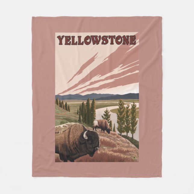 Couverture Polaire Scène de YellowstoneBison (Devant)