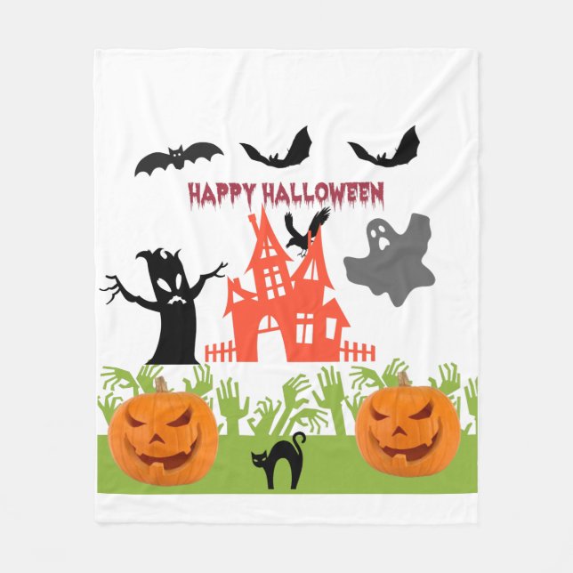 Couverture Polaire Scène flottante d'art de nuit d'Halloween (Devant)