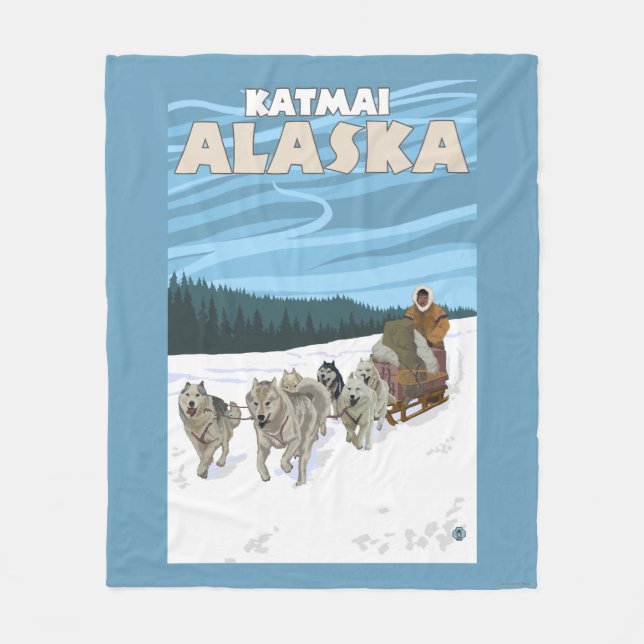 Couverture Polaire Scène Sledding de chien - Katmai, Alaska (Devant)