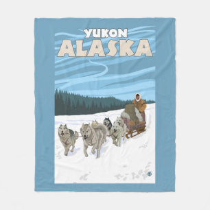 Couverture Polaire Scène Sledding de chien - le Yukon, Alaska
