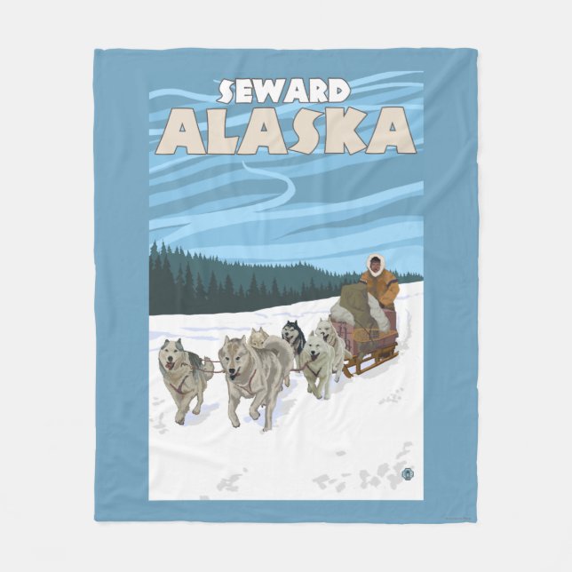 Couverture Polaire Scène Sledding de chien - Seward, Alaska (Devant)