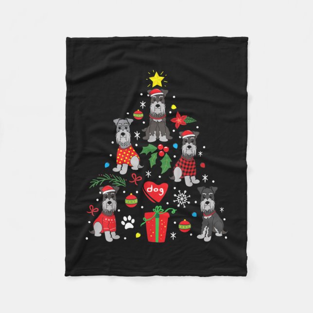 Couverture Polaire Schnauzer Christmas Tree Ornement Funny Pet Dog (Devant)