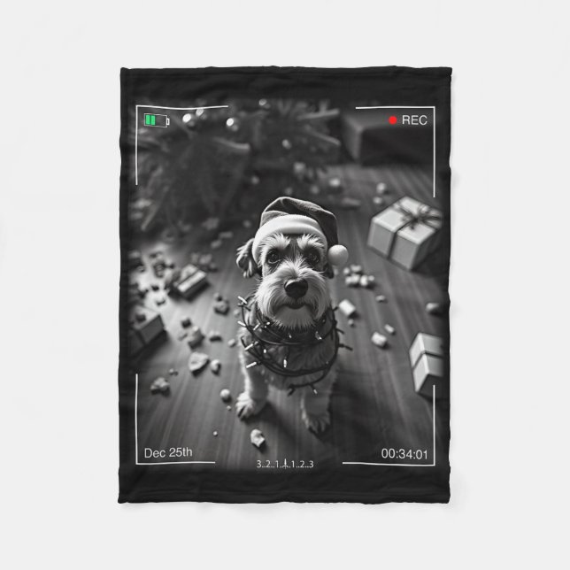 Couverture Polaire Schnauzer de Noël pris en caméra  (Devant)