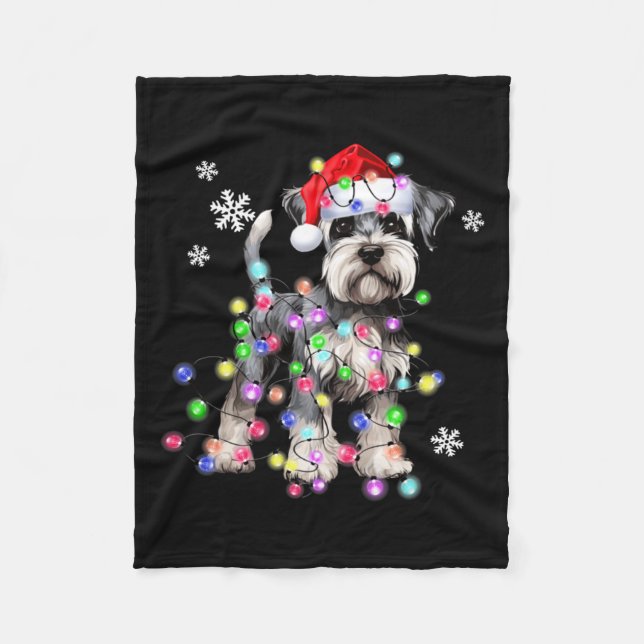 Couverture Polaire Schnauzer Dog Reindeer Christmas Lights Ugly Xmas  (Devant)