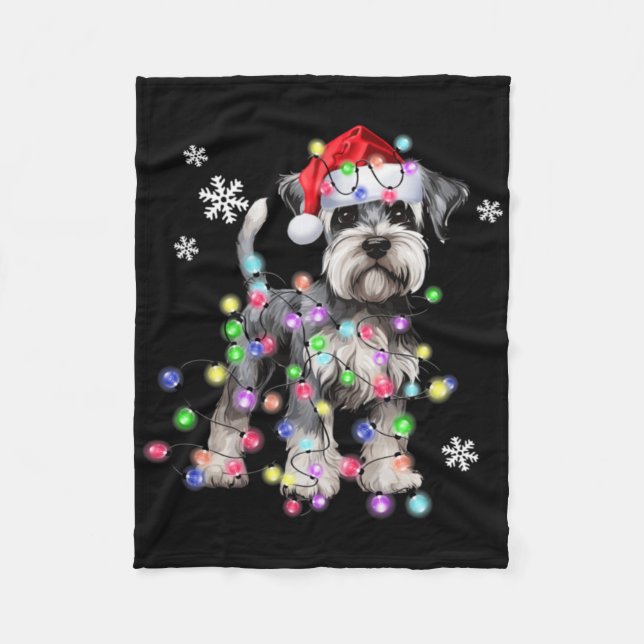 Couverture Polaire Schnauzer Dog Reindeer Christmas Lights Ugly Xmas  (Devant)