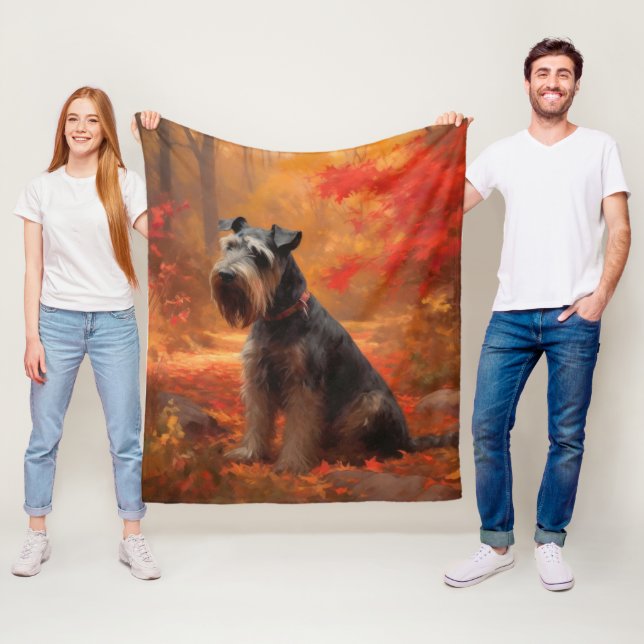 Couverture Polaire Schnauzer en automne Leaves Fall Inspire (En situation)