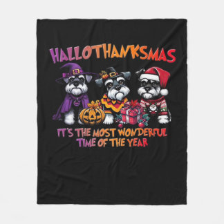 Couverture Polaire Schnauzer Halloween Thanksgiving Noël Classique