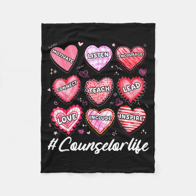 Couverture Polaire School Counseling Counselor Life Hearts School Val (Devant)