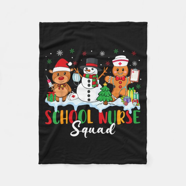 Couverture Polaire School Nurse Squad Reindeer Snowman Gingerbread Ch (Devant)