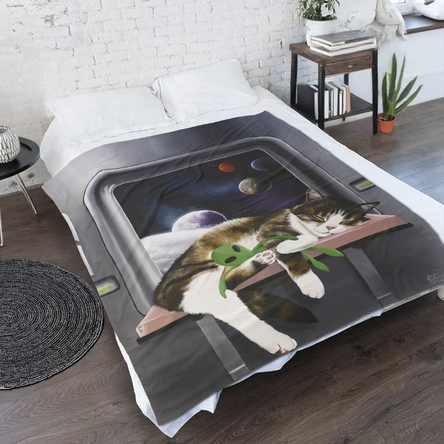 Couverture Polaire Sci-Fi Cute Chat (Créateur téléchargé)