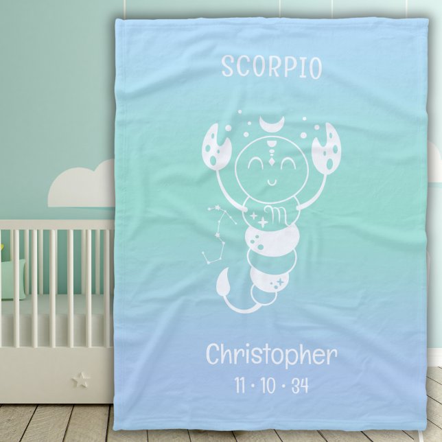Couverture Polaire Scorpio Zodiac Star Nom Birthdate Bébé Bleu Bébé (Créateur téléchargé)