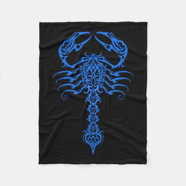 Couverture Polaire Scorpion tribal bleu complexe (Devant)