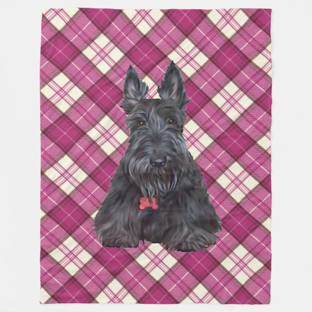 Couverture Polaire Scottie sur Tartan (Devant)