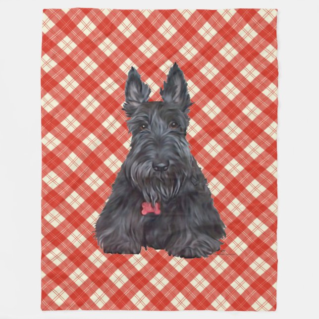 Couverture Polaire Scottie sur Tartan (Devant)