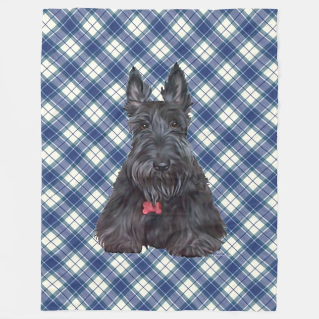 Couverture Polaire Scottie sur Tartan (Devant)