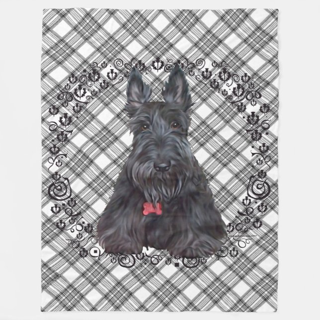 Couverture Polaire Scottie sur Tartan (Devant)
