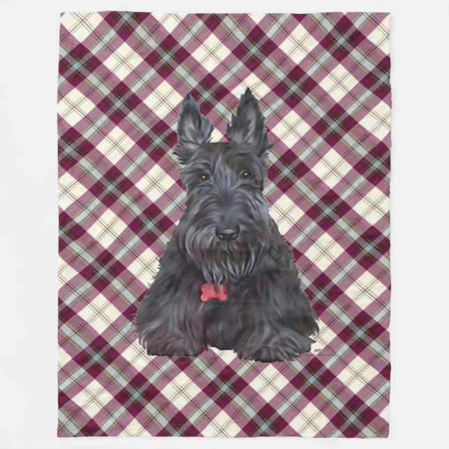 Couverture Polaire Scottie sur Tartan (Devant)