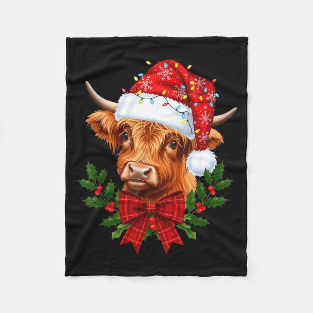 Couverture Polaire Scottish Highland Cow Christmas Funny Cow Lover Xm (Devant)