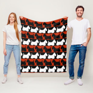 Couverture Polaire Scottish Terrier chien noir/rouge/blanc, rayures T