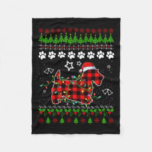 Couverture Polaire Scottish Terrier Dog Funny Xmas Ugly Sweater Chris