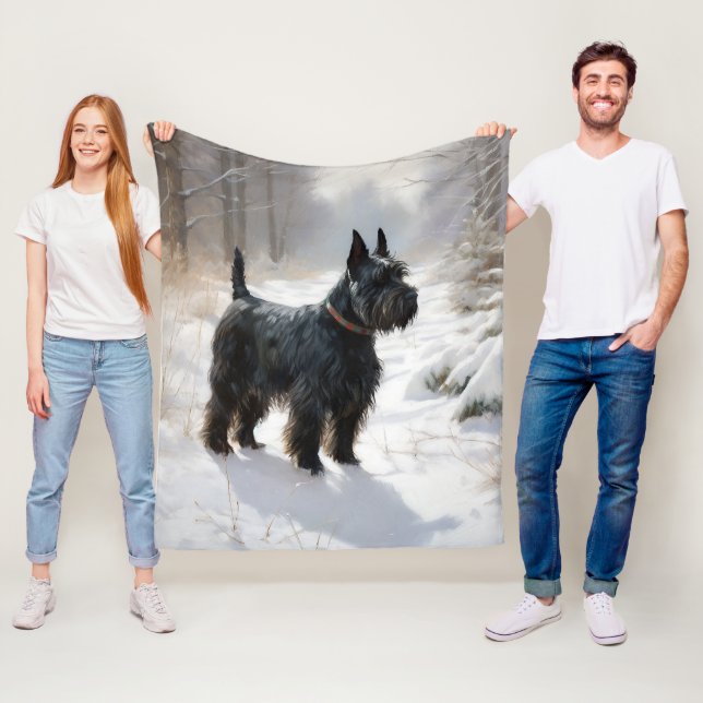 Couverture Polaire Scottish Terrier Laisser Il Neige Noël (En situation)