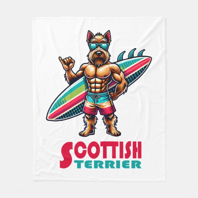 Couverture Polaire Scottish Terrier Surfer (Devant)