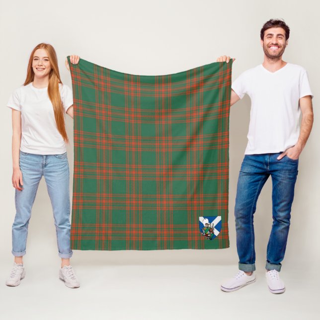 Couverture Polaire Scotts Menzies Green Ancient Tartan Plaid (En situation)