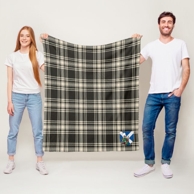 Couverture Polaire Scotts Menzies Noir & Blanc Tartan Plaid (En situation)