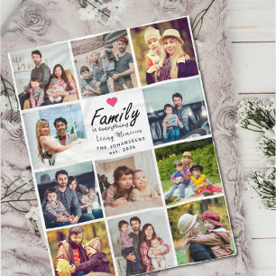 Couverture Polaire Script Family is Everything Photo Collage Moderne