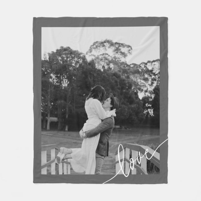 Couverture Polaire Script minimal noir et blanc photo en couple (Devant)