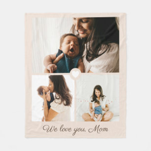 Couverture Polaire Script minimaliste 3 Photo Montage 'Je t'aime Mama