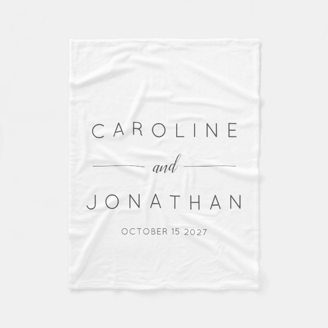Couverture Polaire Script minimaliste moderne mariage blanc personnal (Devant)