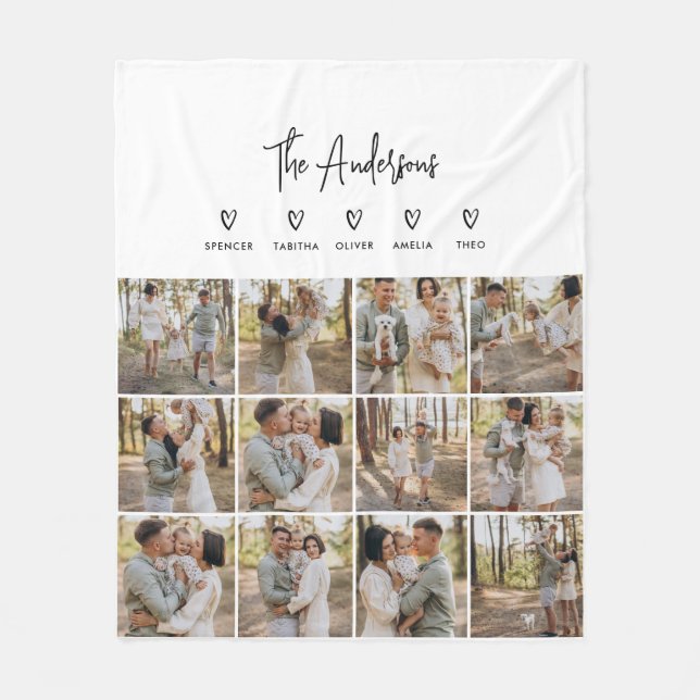 Couverture Polaire Script moderne personnel 5 cadeau famille noir et  (Devant)