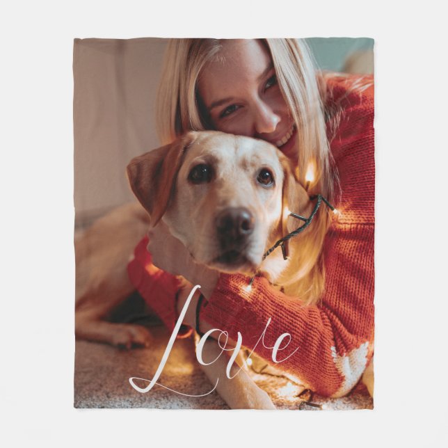Couverture Polaire Script personnalisé photo chien animal de compagni (Devant)